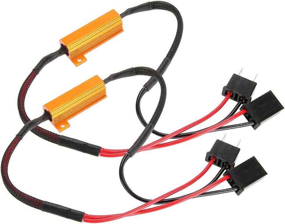 Load Resistor, 2Pcs Car LED Load Resistor Decoders for H7 Headlight Anti Hyper Flash No Error Load Resistor Wiring