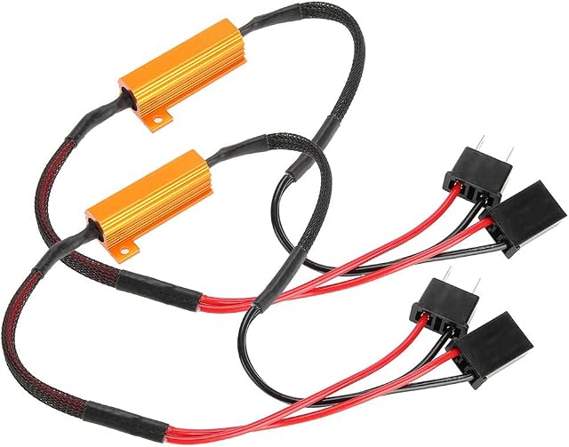 Load Resistor, 2Pcs Car LED Load Resistor Decoders for H7 Headlight Anti Hyper Flash No Error Load Resistor Wiring