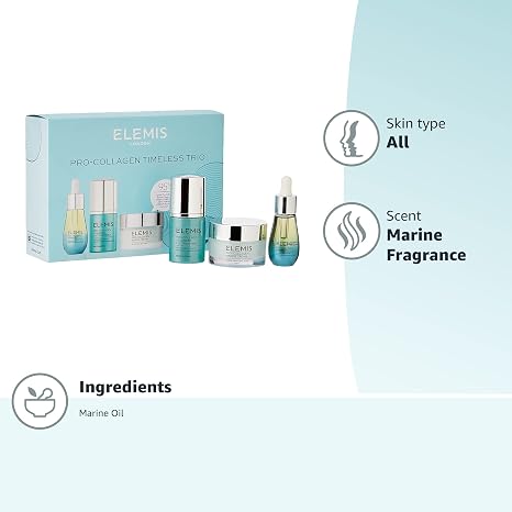 ELEMIS Pro-Collagen Timeless Trio, Nourishing Anti-Wrinkle Face Creams, Pro-Collagen Marine Face and Eye Cream Set to Leave Skin Radiant, Firm and Hydrated, Face Care for Morning to Night Skin Routine