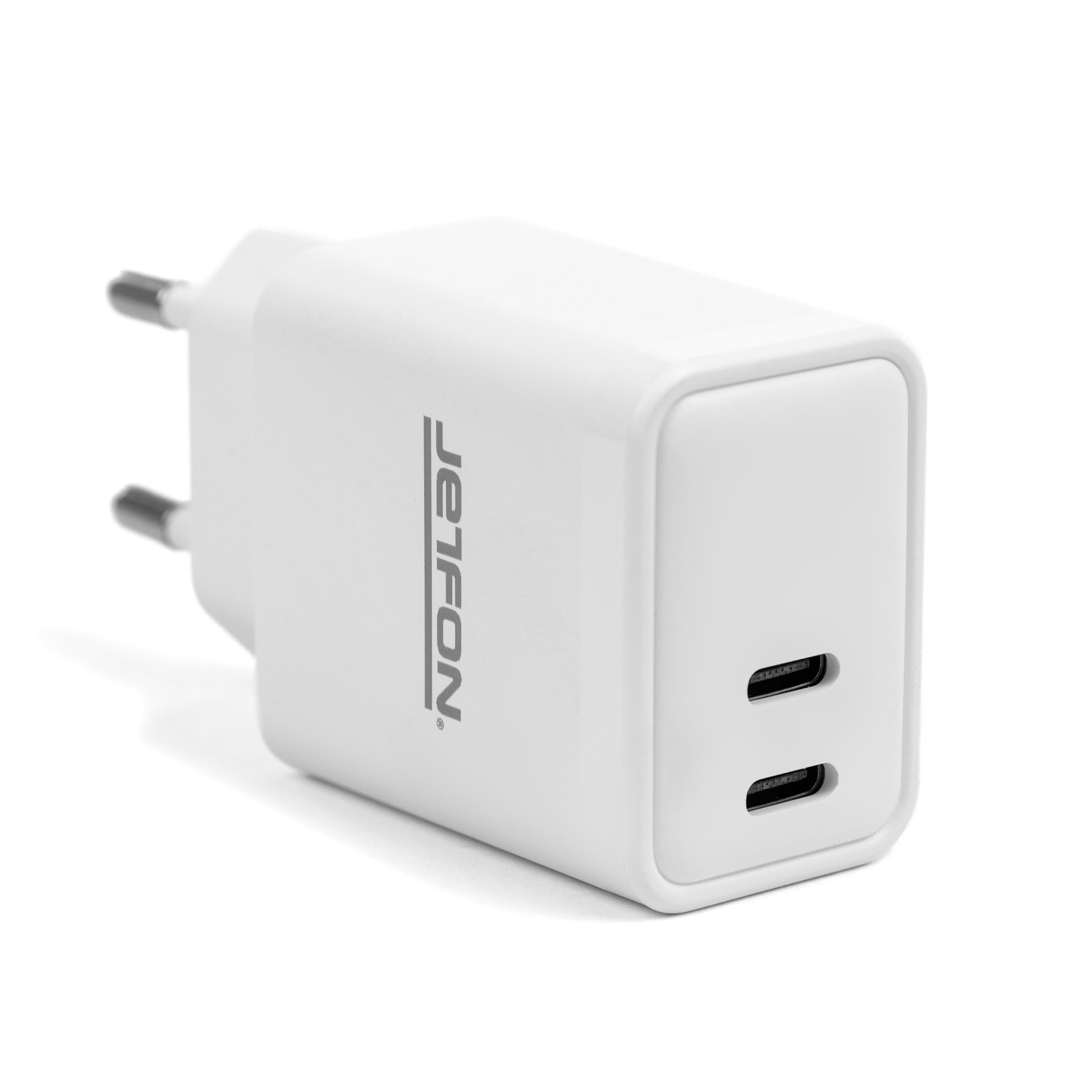 Caricatore USB C Doppio 10W Alimentatore da Muro 2 Porte USB-C Protezione Sovratensione