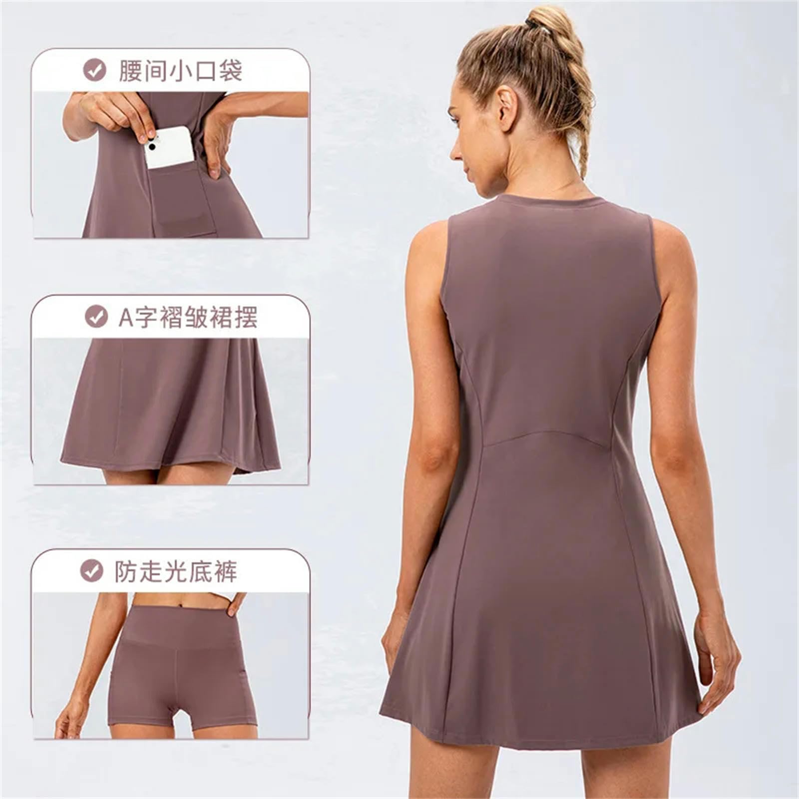 MFQLLFalda Plisada Vestido De Tenis con Pantalones Cortos De Una Pieza Falda De Tenis De Tenis Capital Golf Sports Traje De Dos Piezas