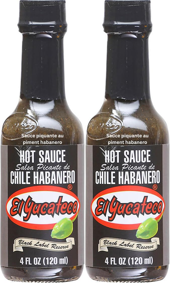 VALUBNDL: EL YUCATECO HOT SAUCE BOTTLES - Mexican Sauce Piquante Chile Habanero Pepper Sauces - Custom VALUBNDL Branded (2 PACK, BLACK LABEL)