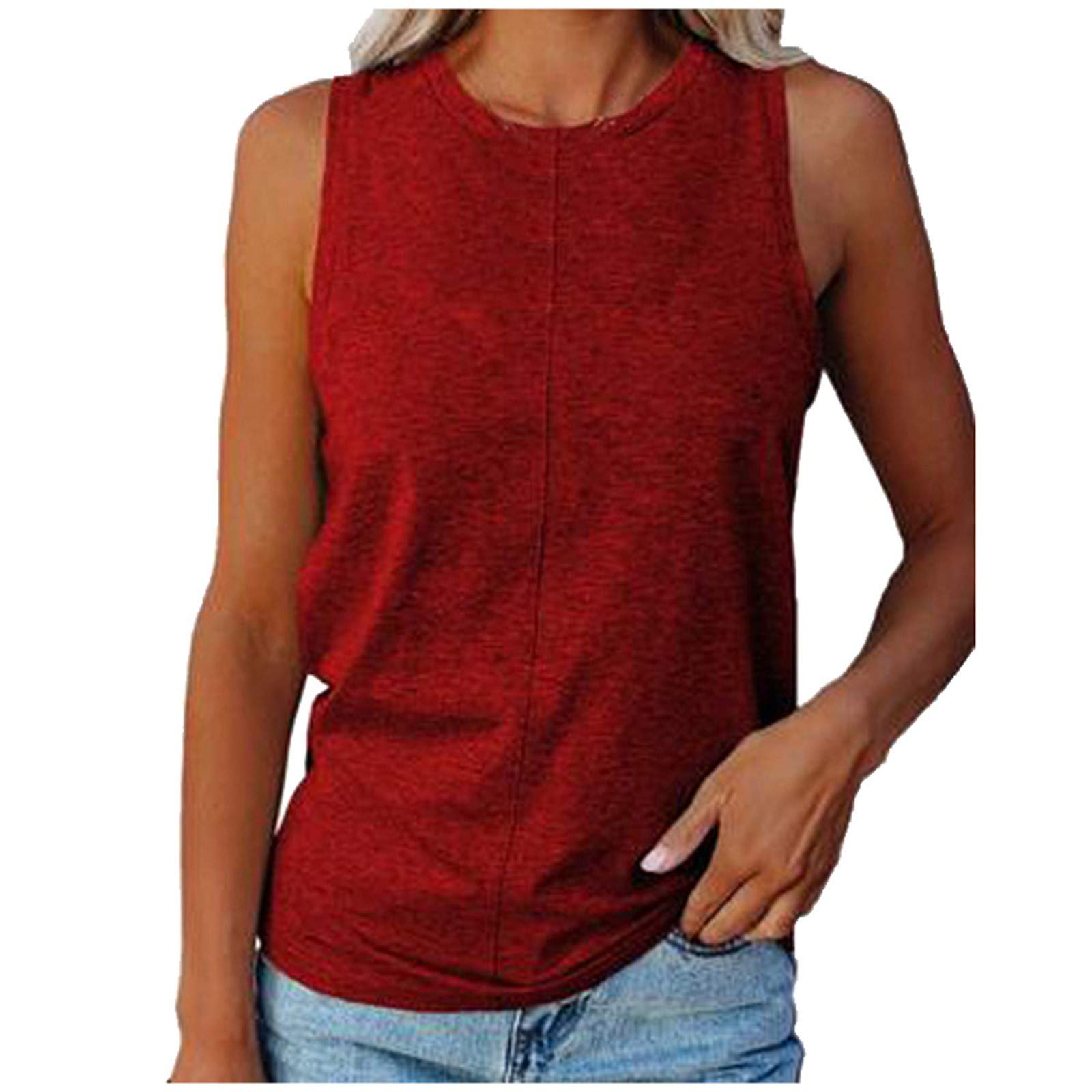 Débardeur Femme Cotton On Rouge - Taille S, Fermeture éclair, Coton, Col Rond