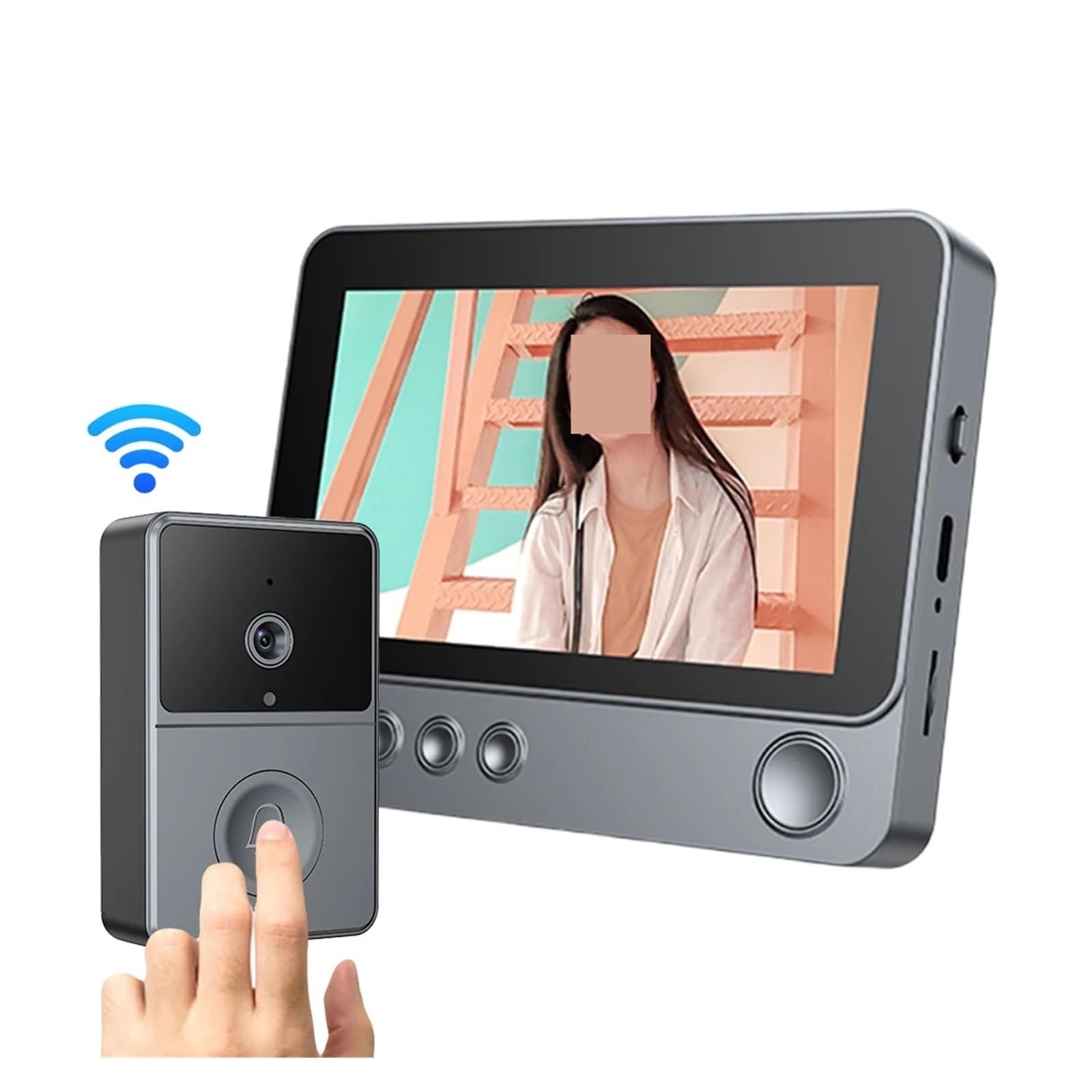 Interphone vidéo sans Fil 2,4 G avec écran IPS de,3 Pouces, système d'interphone bidirectionnel caméra et Moniteur Grand Angle
