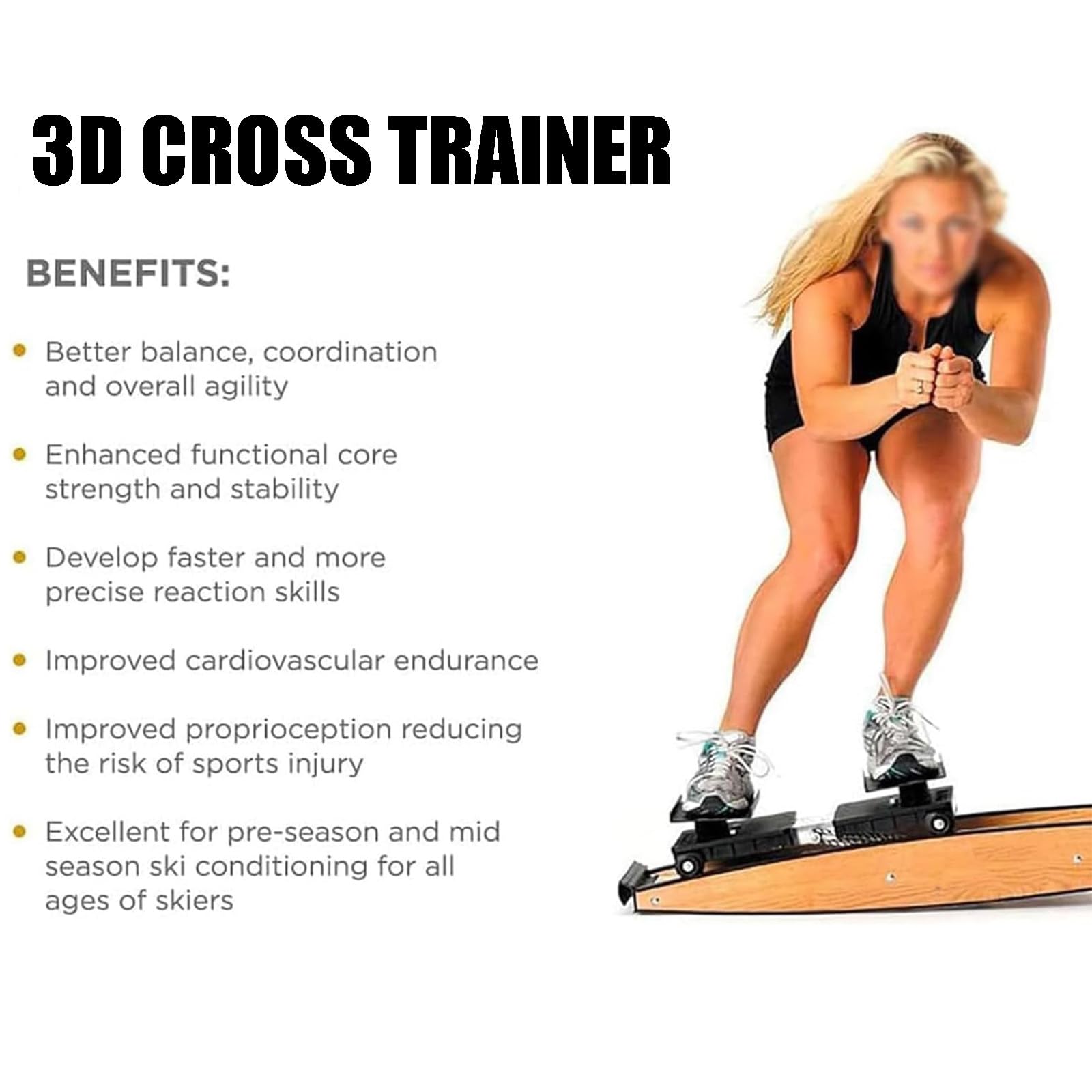 Máquina de Ejercicios esquí, Equipo Profesional Fitness for Interiores, Capacidad Carga 150 kg, Resistencia Ajustable 0 a 100 , for Entrenamiento Equilibrio