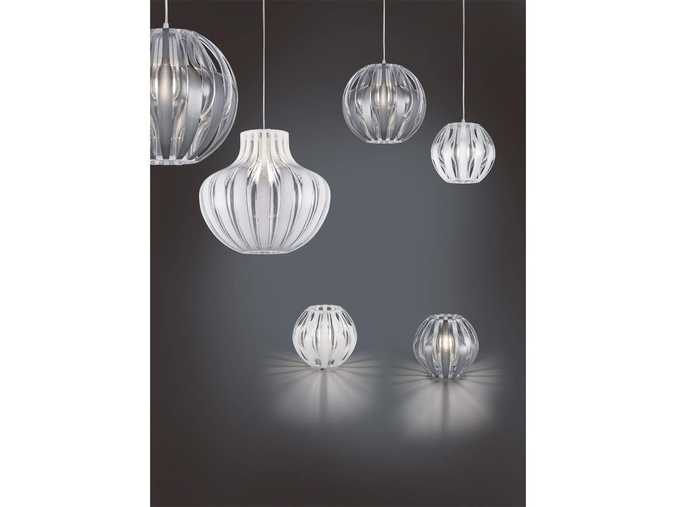 Ściemniana lampa wisząca LED kula 1 źródło światła tworzywo sztuczne białe/przezroczyste, Ø 30 cm