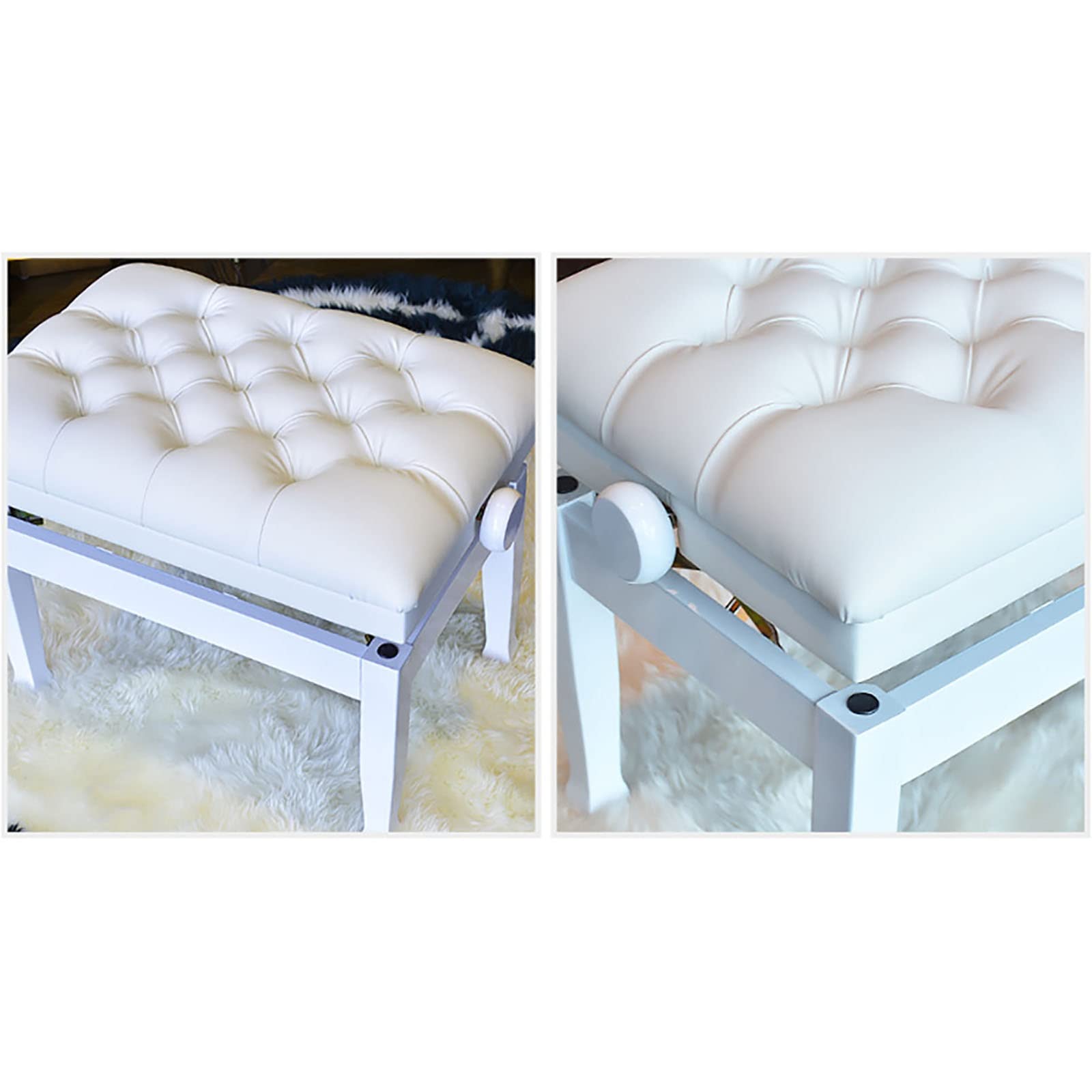 Panca per pianoforte con altezza regolabile, colore bianco