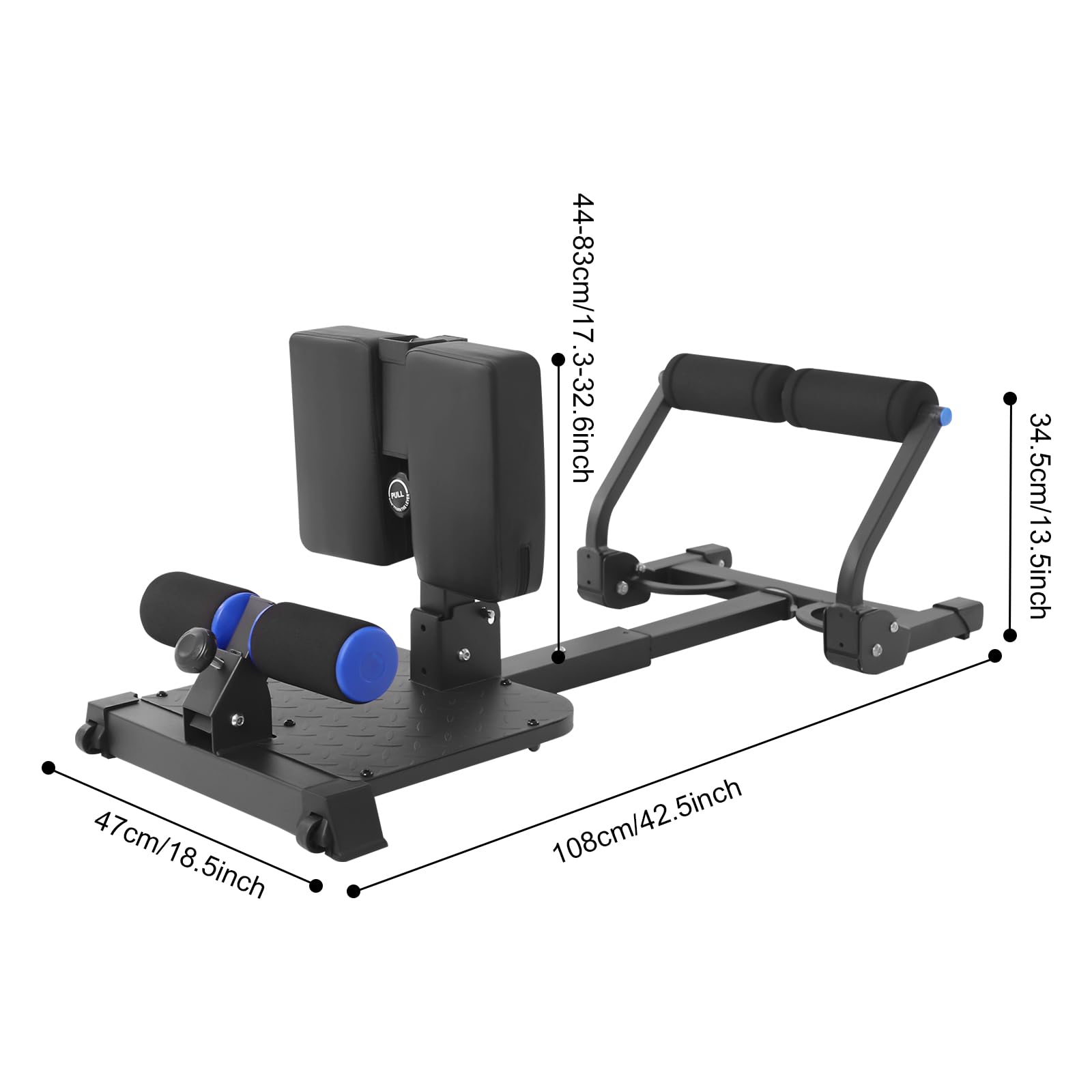 Sissy Squat, Multi-funzione Deep Sissy, macchina per le gambe, Pieghevole, Altezza regolabile, Capacità di carico 120 kg per fitness, palestra, sport, 3 in 1 Attrezzature per il fitness a casa