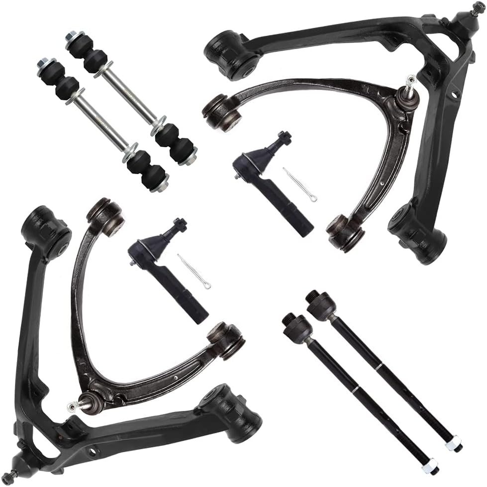 SCITOO 10-PC SET Suspension Kit For Cadillac Escalade For Chevy Avalanche Silverado 1500 Suburban 1500 Tahoe For GMC Sierra 1500 Yukon Lower Upper Control Arm Tie Rod End Sway Bar Link