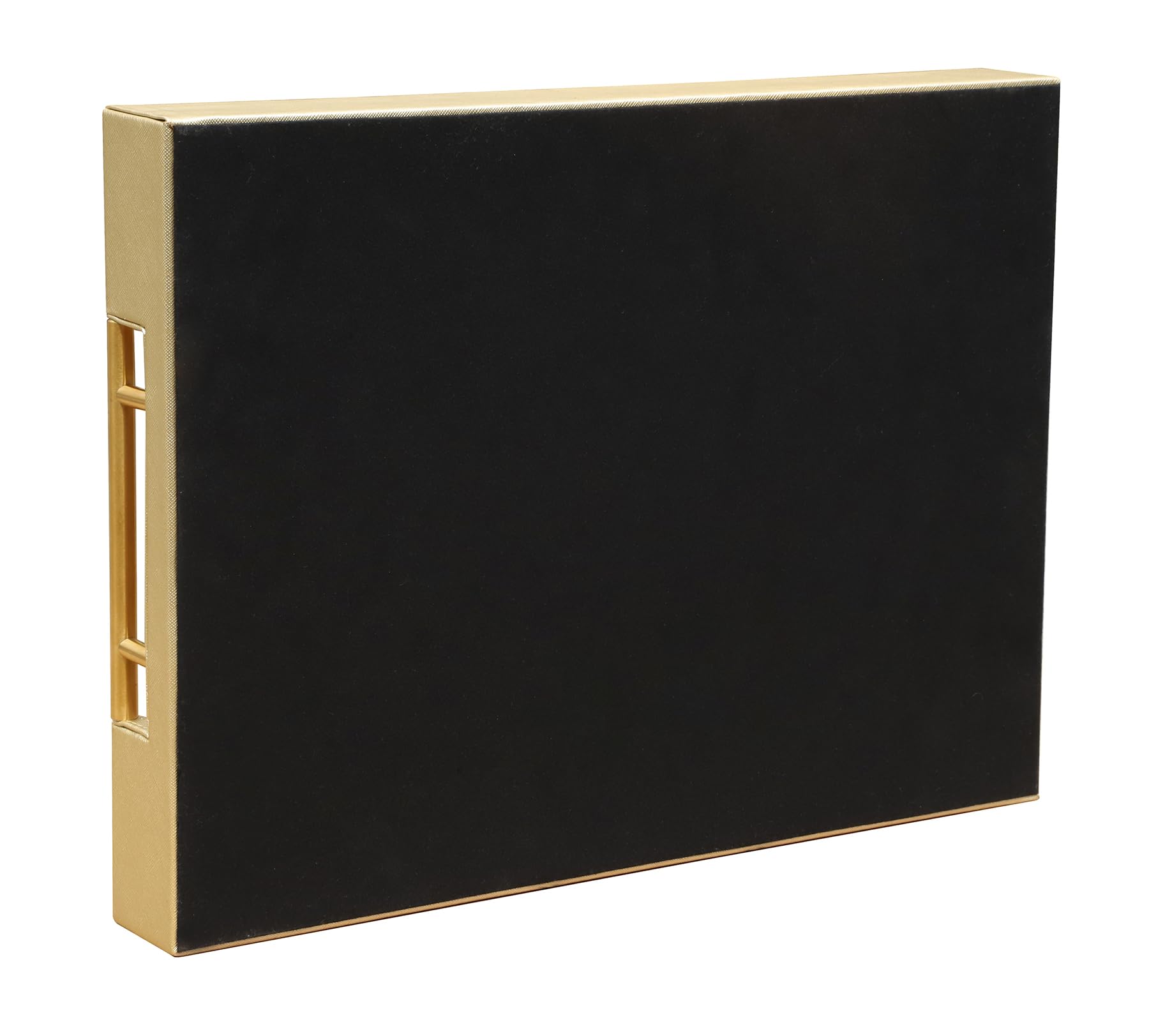 HofferRuffer Bandeja para servir de piel sintética con asas de metal dorado, elegante bandeja organizadora decorativa para mesa de café, otomana, decoración del hogar y servir (dorado, 16.2 x 12.2 x 2