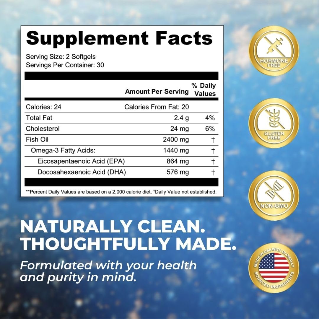 Vitalyra Omega 3 Fish Oil Supplements 2400mg, Triple Strength EPA DHA — Amazon image 7