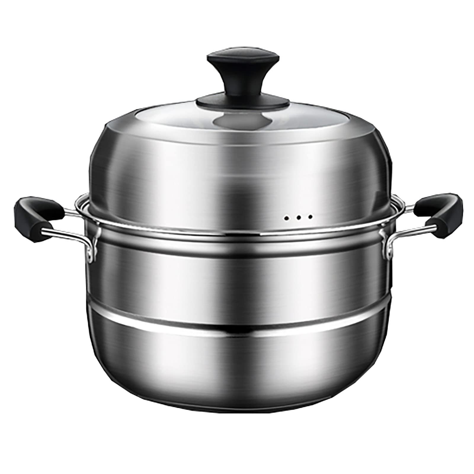 GTHTUHFD Steamer Pot,Steamer Cooker,Soup Pot,201 Stainless Steel,One-Piece 3-Layer Composite Pot Bottom,Steamed Fish/34Cm,28Cm,