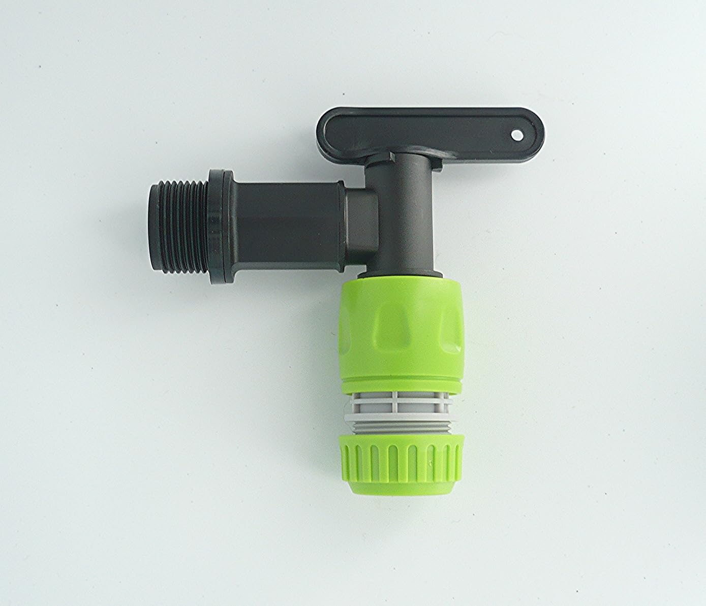 Polypropylene Water Butt Tap & 1/2" Snap On Hose Connector. 3/4" BSP Thread