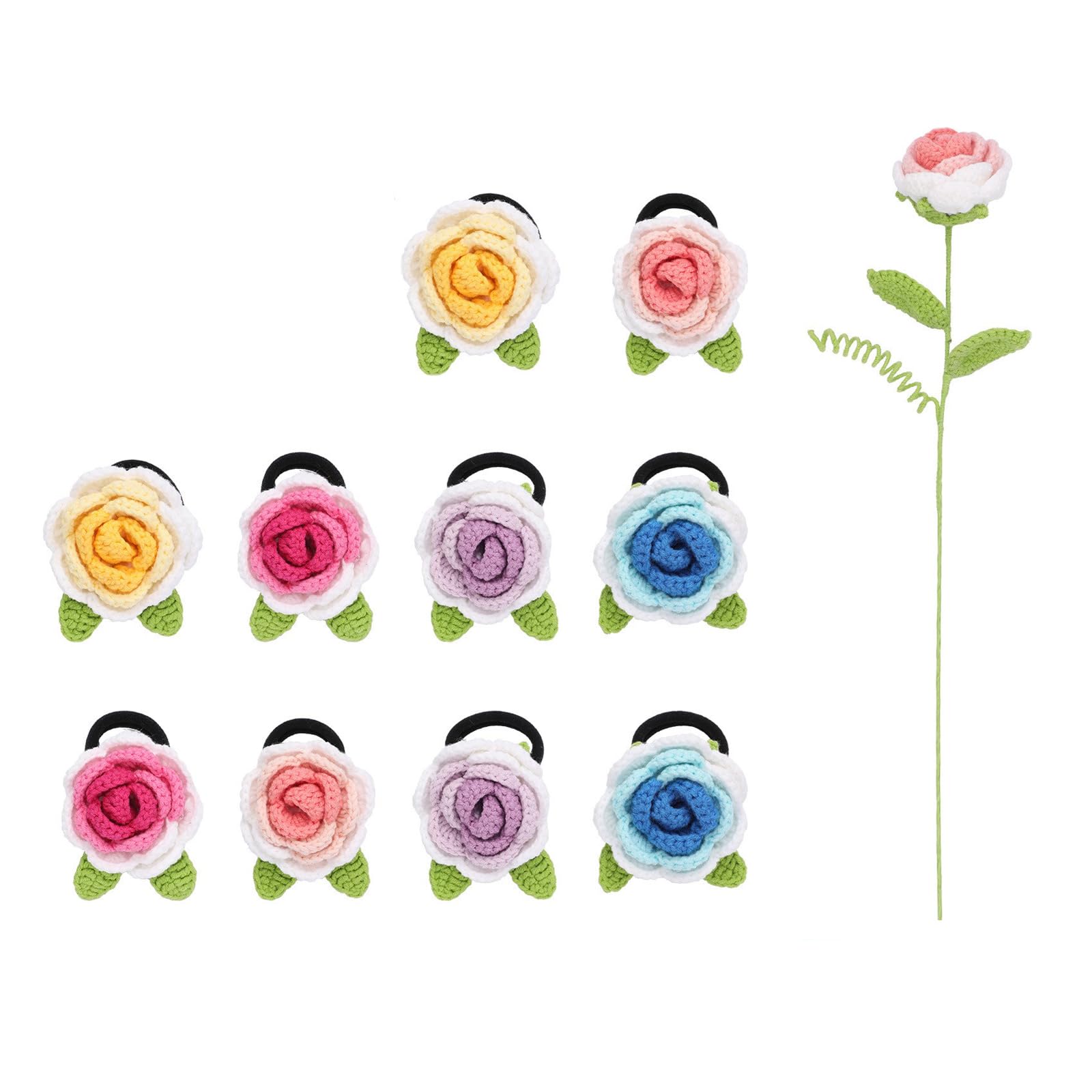 HZBB Hairband Crochet Kits with Crochet Hook Lovely Hair Ropes Starter Kits Hair Bands Knitting Set for Craft Flower Hairband Knitting Set