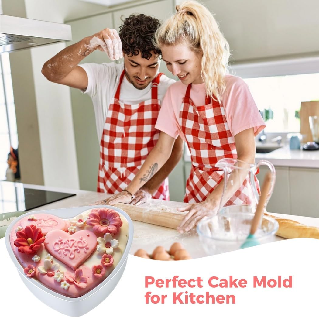 Paquete de 3 moldes para tartas en forma de corazón, moldes para hornear de 10 pulgadas con parte inferior extraíble, aleación de aluminio antiadherente, perfectos para bodas, cumpleaños y día de San