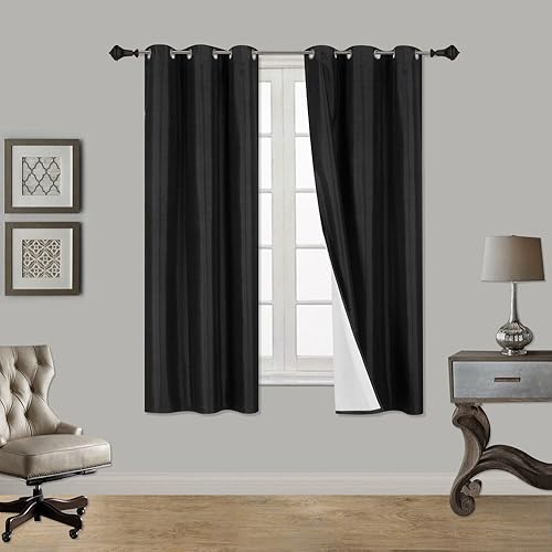 Miniatura 21 de 2 cortinas opacas de seda sintética para ventana, patrón sólido con ojales antiguos de bronce envejecido, tamaño Adam de 63, 84, 95 y 108 pulgadas