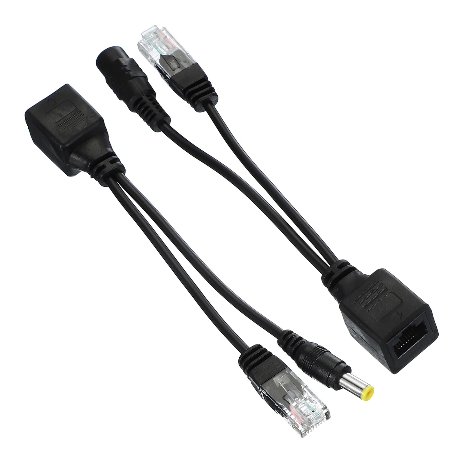PATIKIL 12V POE Injectors and POE Splitter Kits, 1 Pair Ethernet Passive POE Adapter DC Power Adaptor Connector for Non-POE IP Security CCTV Surveillance Camera System, Black