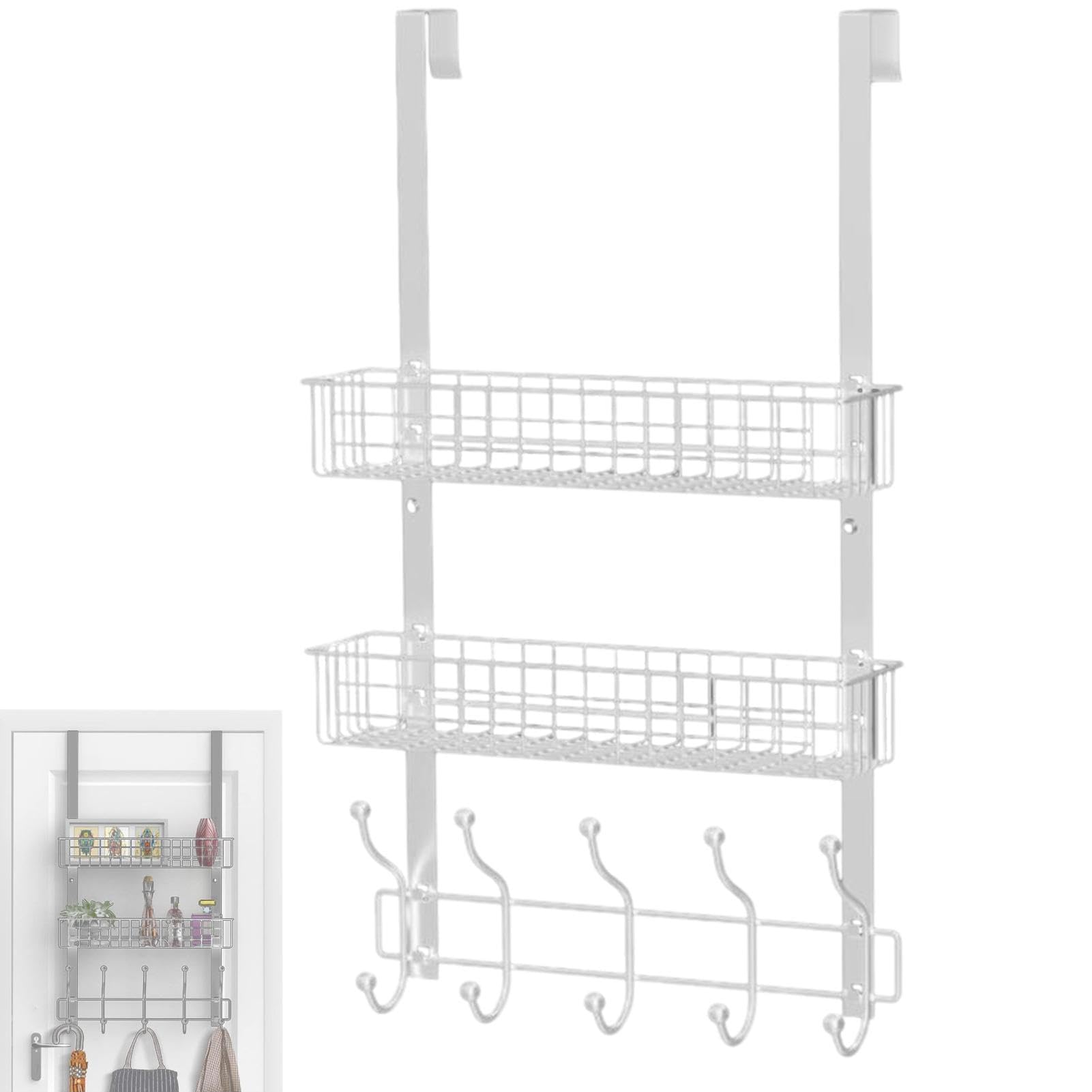 Lmysxaoz Back Of Door Hooks Rack, No Drilling Rack With Multi Hooks, Household Storage Racks, Towel Hanger For Living Room, Study Kitchen, Bathroom, Bedroom