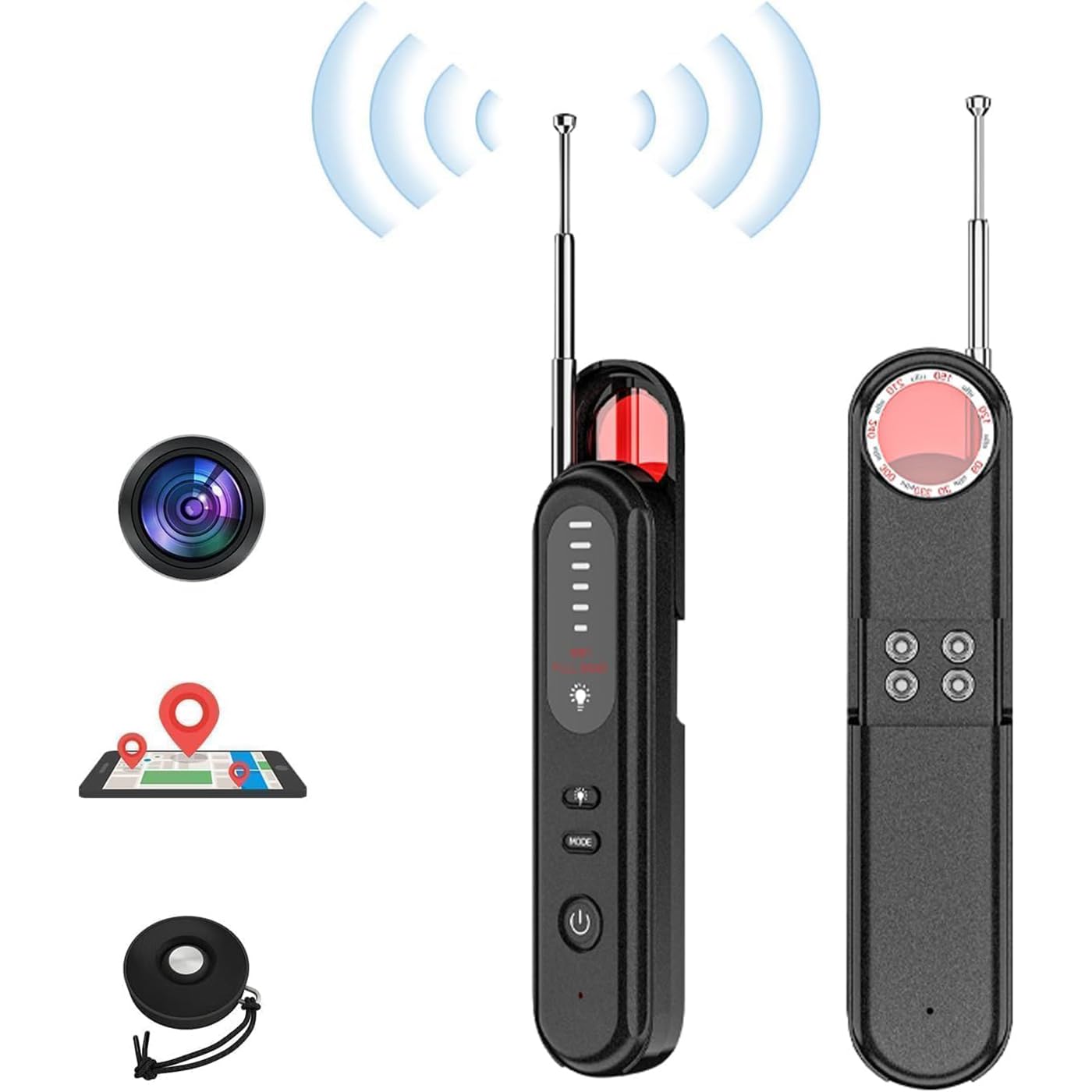 Bolivia's Hidden Devices Detector, 6-Level of Sensitivity adjustable Detector, Anti-Photo Privacy Safe Protector, Rf Signal Scanner for Car Indoor Home Hotel Travel Office