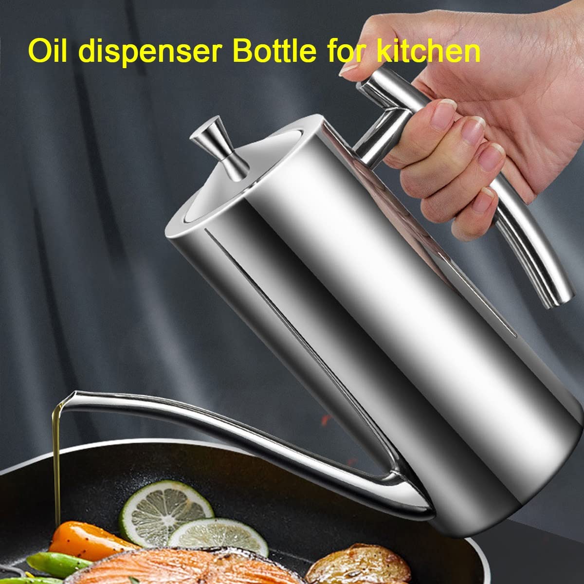Olietta Olijfolie fles met druppelvrije schenktuit van roestvrij staal, 750 ml, 0,75 liter, ideaal voor het gieten van olie, waterdichte dispenser, gemakkelijk te reinigen
