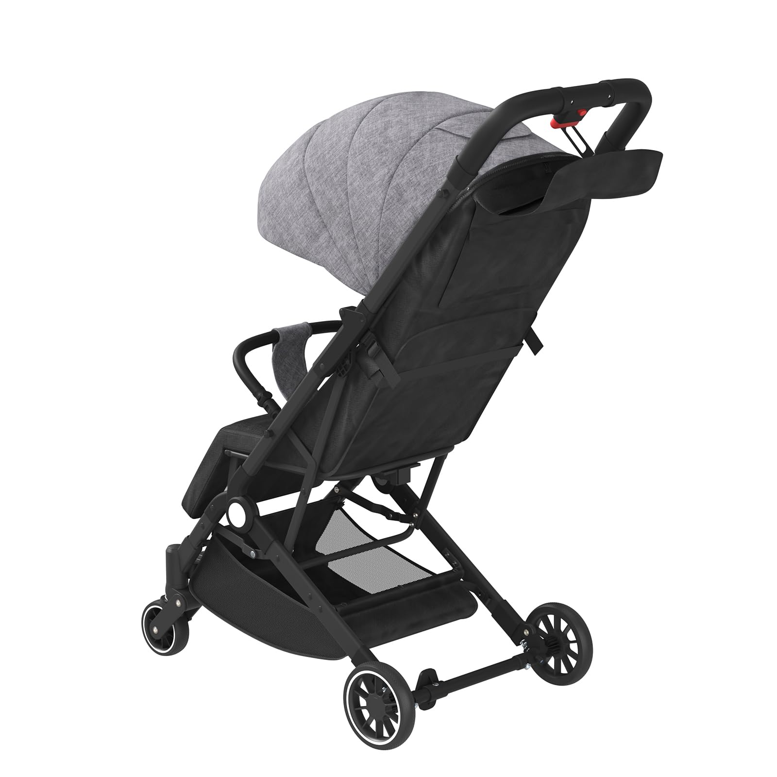 Poussette Canne Compacte Légère, 0 à 4 Ans, Pliage Rapide, 3 Positions d'Inclinaison, Panier de Rangement, Harnais à 5 Points, Trolley de Transport (Gris)