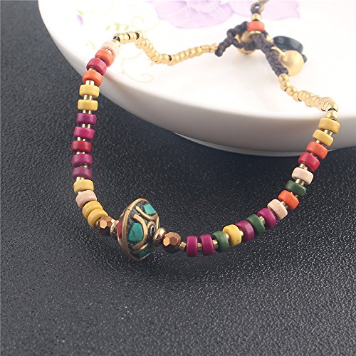 Image of kelistom Bohemian Ankle Bracelets for Women Handmade Natural Stone Beaded Chain Anklet