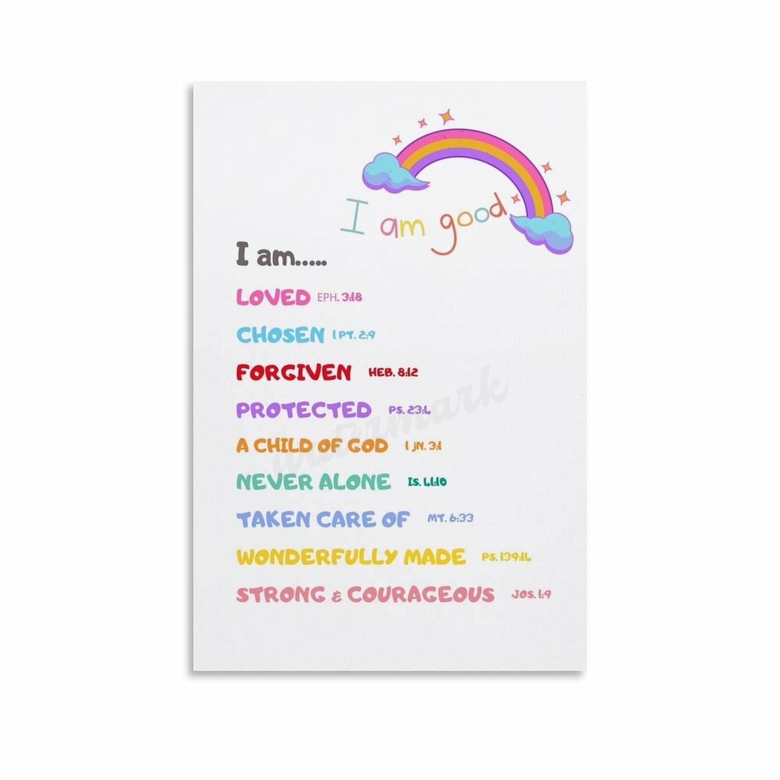 HGETJOHXEM Faith Building Canvas, Scripture Affirmations Poster for Bedroom Wall, Gift for Grandchildren, Son Daughter(Framed,08x12inch(20x30cm))