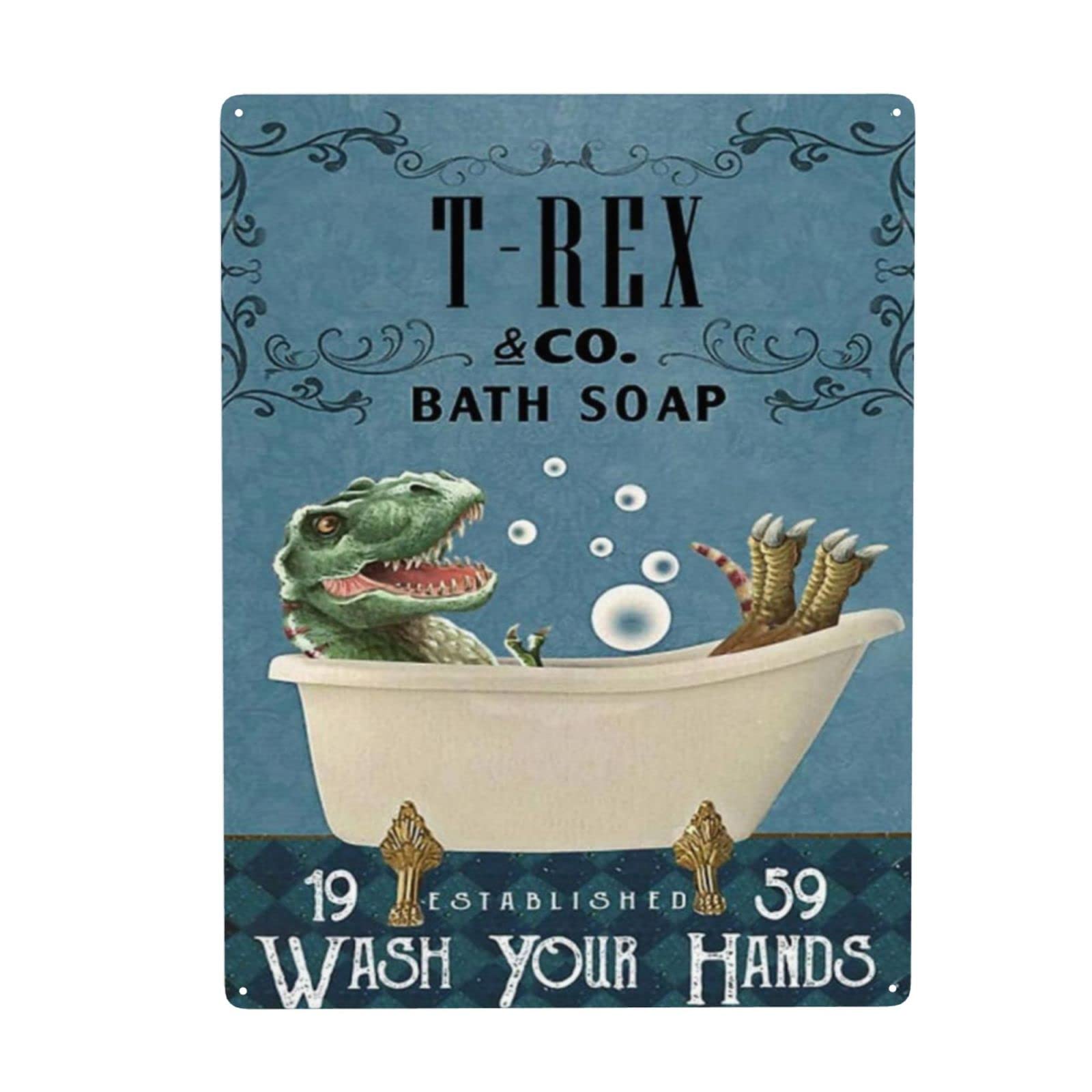 WZVZGZ T-Rex Funny Dinosaur Vintage Tin Sign Metal Poster Art Funny for Office/Home/Classroom Bathroom Decor Gifts - Best Farmhouse Decor Gift for Women Men Friends - 8x12 Inch, 8inch x 12inch