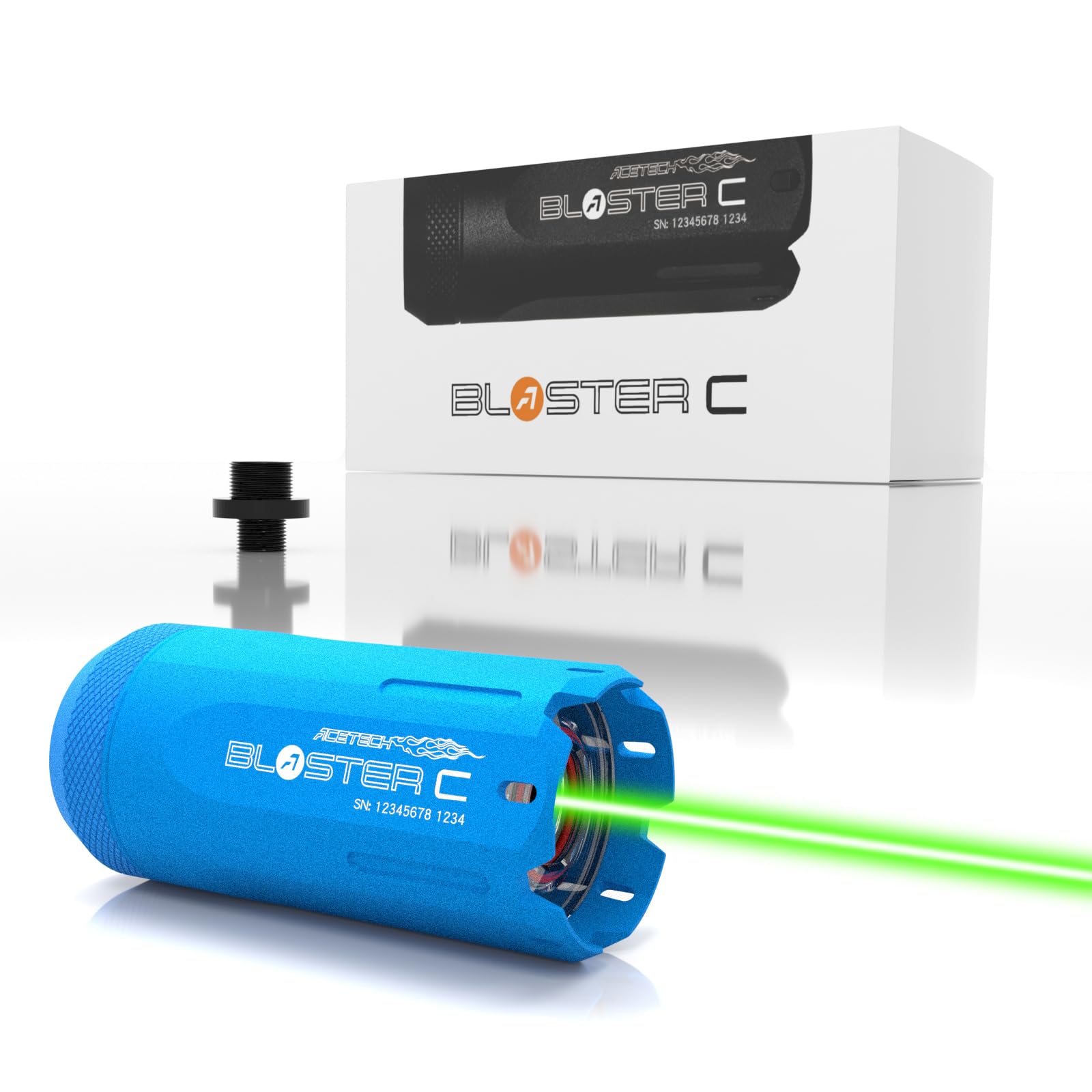 ACETECH Unidad Tracer Blaster C para el juego Airsoft, Simulación de MuzzleFlash, con rosca M14 CCW o M11 CW, aplicable a bolas trazadoras verdes.