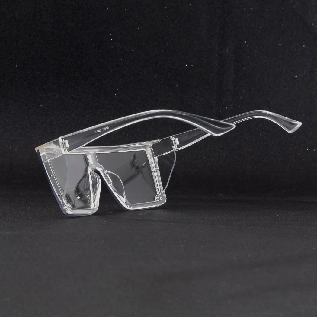 AnsiZ87 - Gafas de sol de seguridad de diseño para hombres y mujeres, grandes, planas, cuadradas, modernas, con espejo lateral