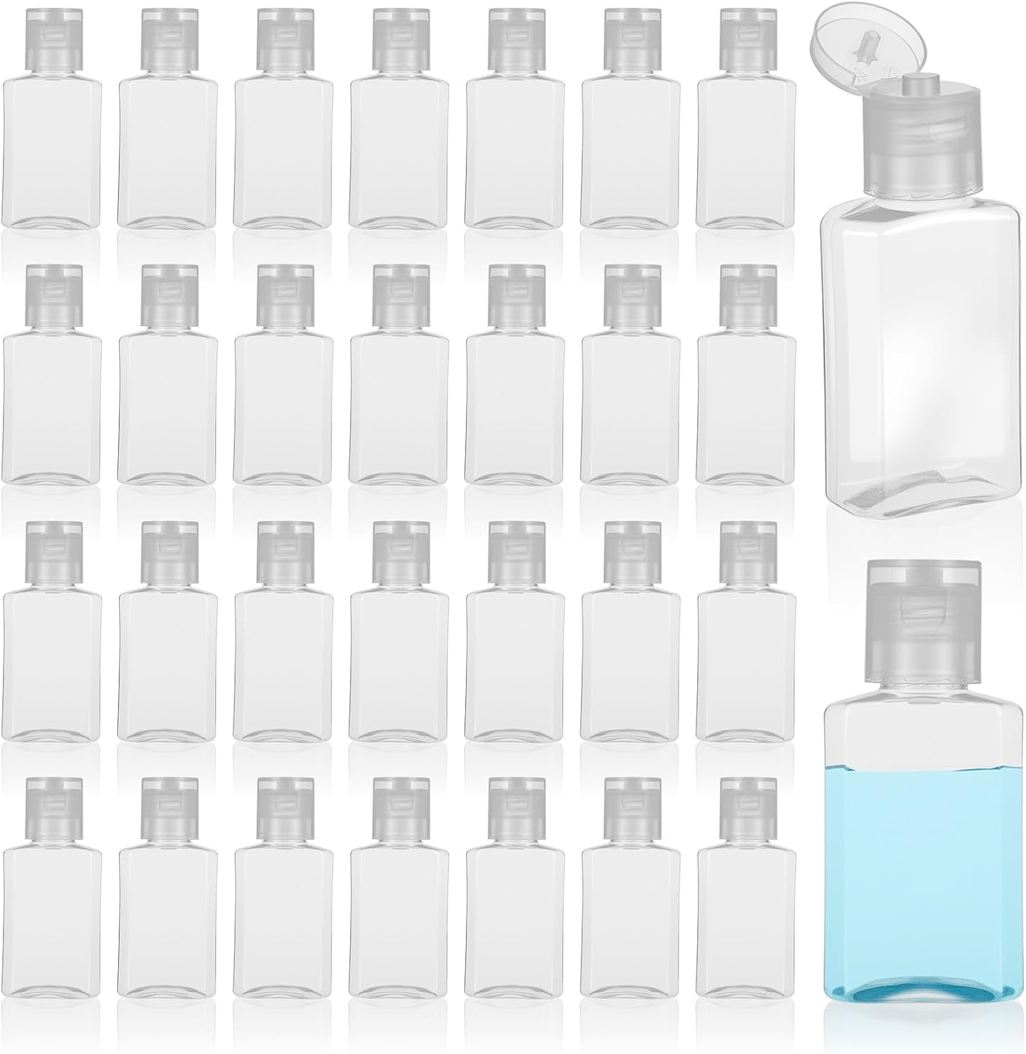 100 Pcs 1oz Travel Bottles - Hand Sanitizer Bottle Mini Clear Bottles with Flip Caps, Portable Empty Refillable Containers for Shower Gel, Face Creams, Body Lotions