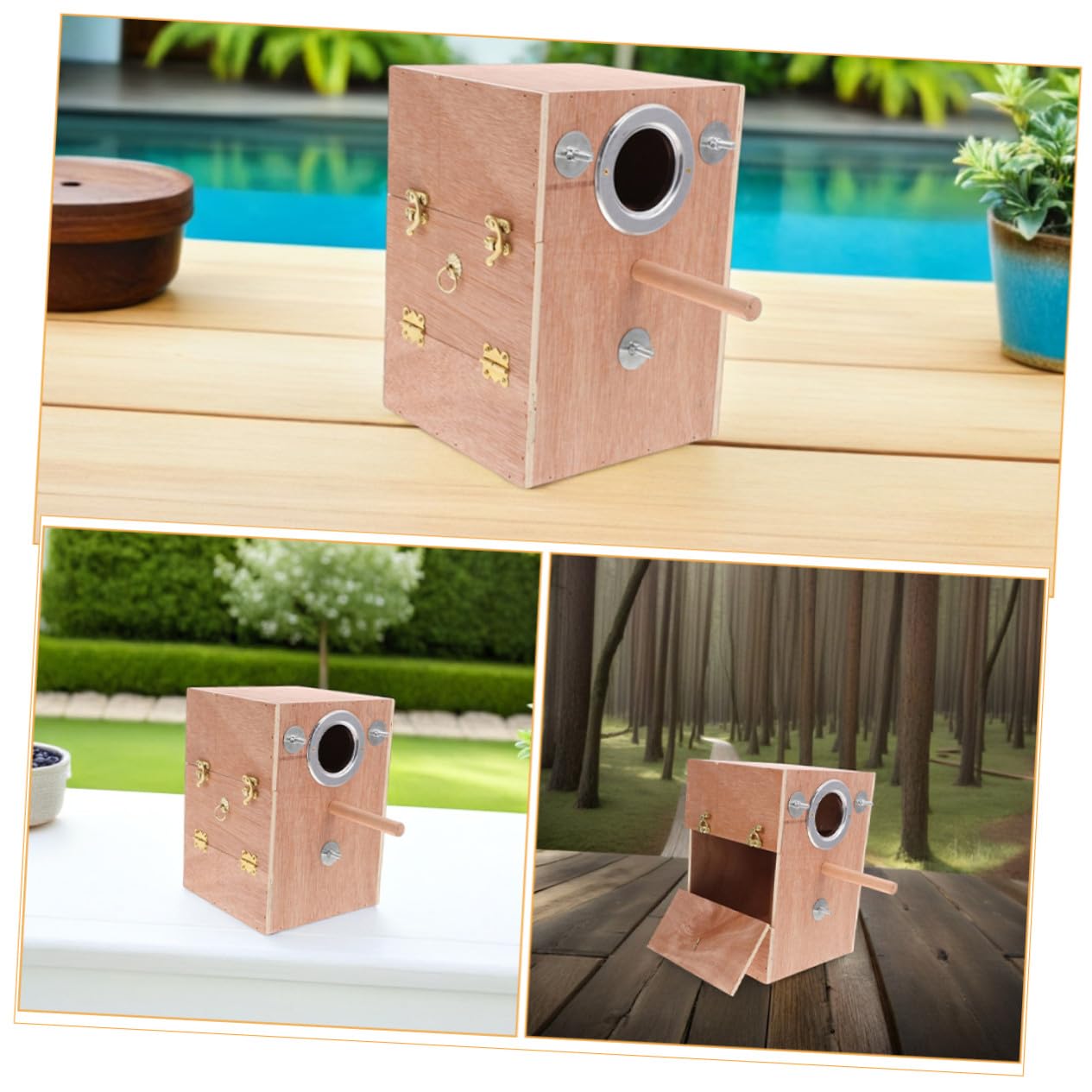 Nido de crianza Puerta de Jaula de Madera Soporte de Perca de Madera de Brecha Finch Bird House