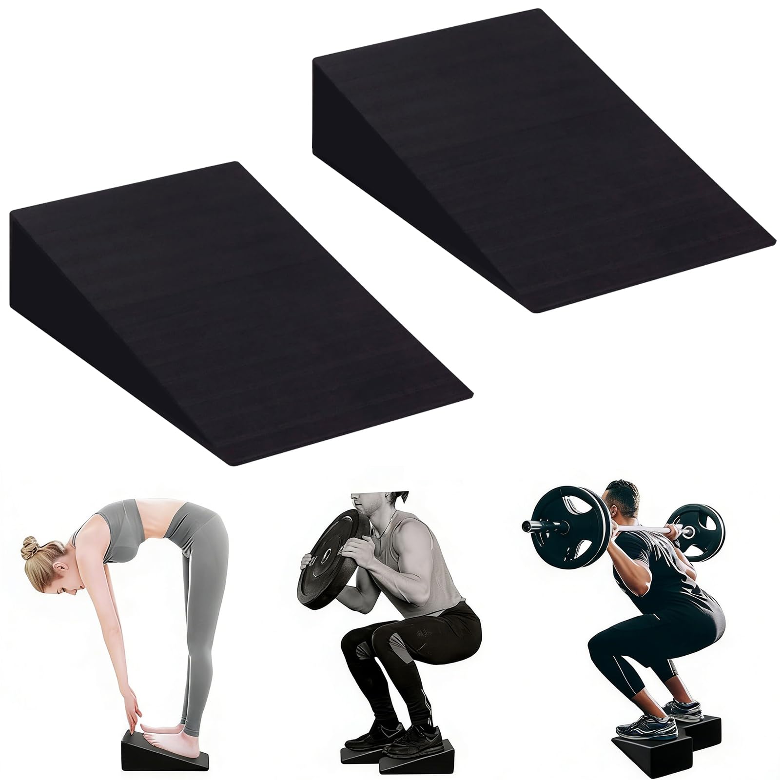 Tavola Inclinata & Cuneo per Squat 2 Pezzi, Rialzo per Talloni per Attività e Stabilità, Blocco per Mobilità e Stretching per Squat Profondi, in Schiuma EVA (23x15x5,5 cm)
