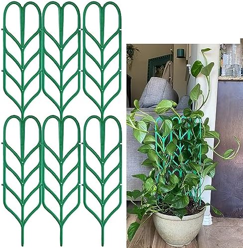 Jashem Garden Trellis for Climbing Plants 6 PCS Plastic Indoor Trellis for Potted Plants Green Stackable Mini Climbing Plant Stupport DIY Flower Pot Support for Pea Vegetable Clematis (6 Packs)