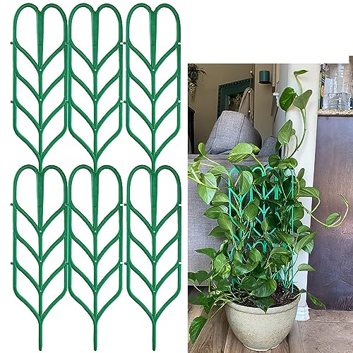 Jashem Garden Trellis for Climbing Plants 6 PCS Plastic Indoor Trellis for Potted Plants Green Stackable Mini Climbing Plant Stupport DIY Flower Pot Support for Pea Vegetable Clematis (6 Packs)