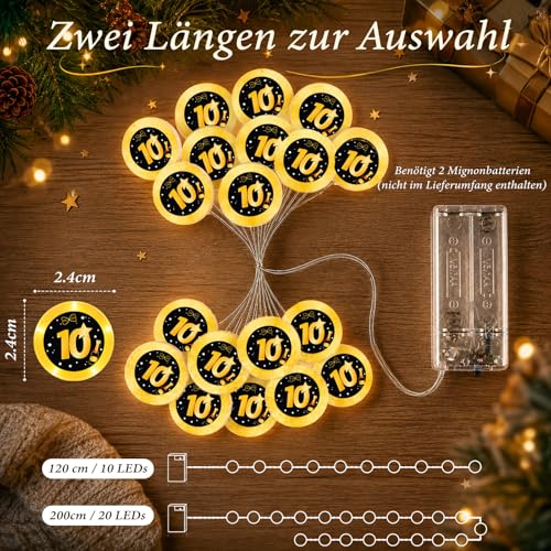 Anruzon 10. Geburtstag Deko - 1.2M 10 LED Lichterkette Batteriebetrieben – Ansicht 2