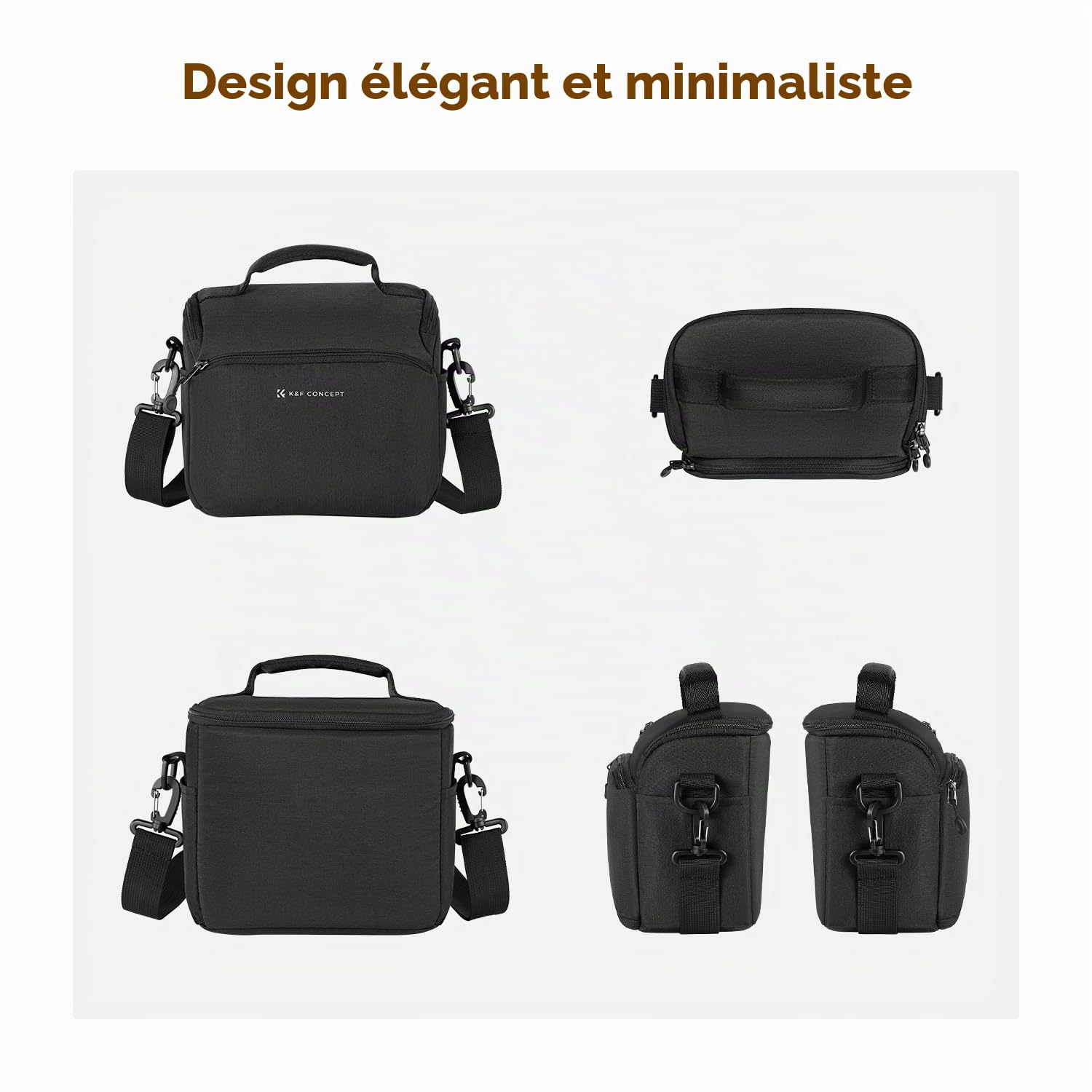 K&F CONCEPT Sac à Dos pour Appareil Photo, Crossbody bandoulière Housse de Protection pour Appareil Photo Reflex Sac Photo avec Compartiment pour Accessoires pour Appareil Photo DSLR/SLR