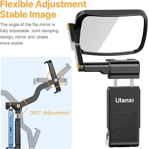 Miniatura 3 de ULANZI - Soporte para teléfono inteligente con clip para espejo selfie compatible con iPhone 17, 16, 15, 14, 13, 12 Pro Max, mini cámara trasera