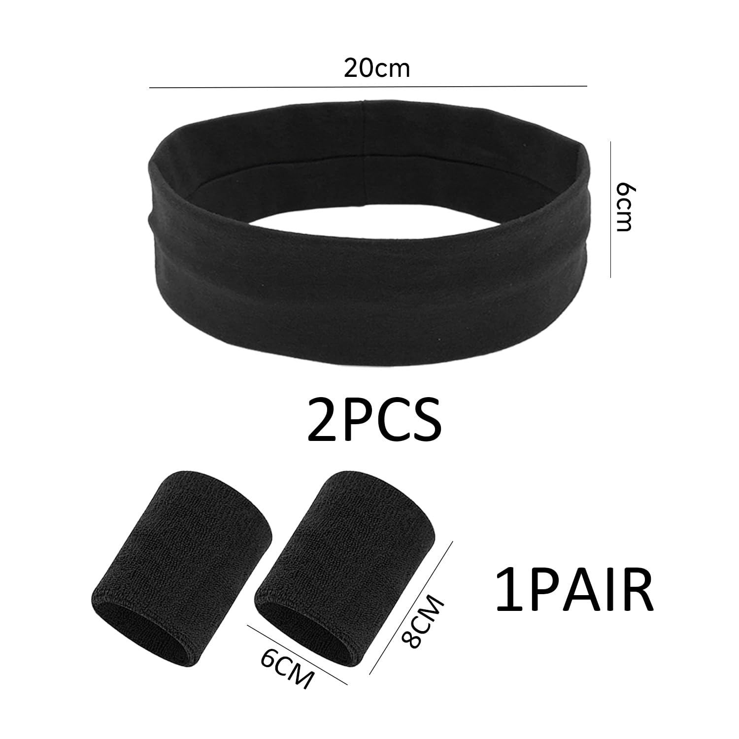 Fasce Sportive Da 2 Pezzi, 1 Paio Di Braccialetti Sportivi, Set Sportivo Traspirante E Assorbente Del Sudore, Fasce Elastiche Unisex