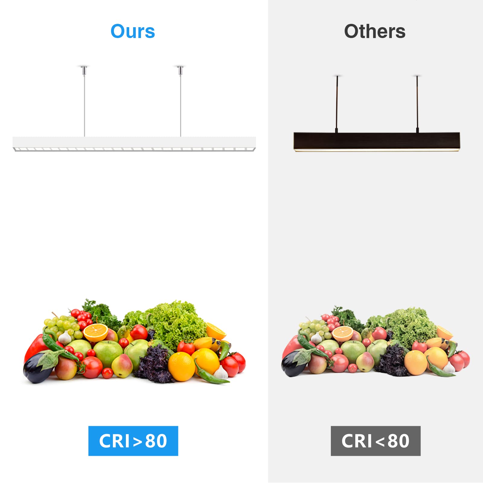 OOWOLF Lámpara de Techo LED Colgante 110cm, 40W - Diseño Lineal Moderno Luz Blanca Neutra 4000K para Salón, Comedor, Cocina u Oficina
