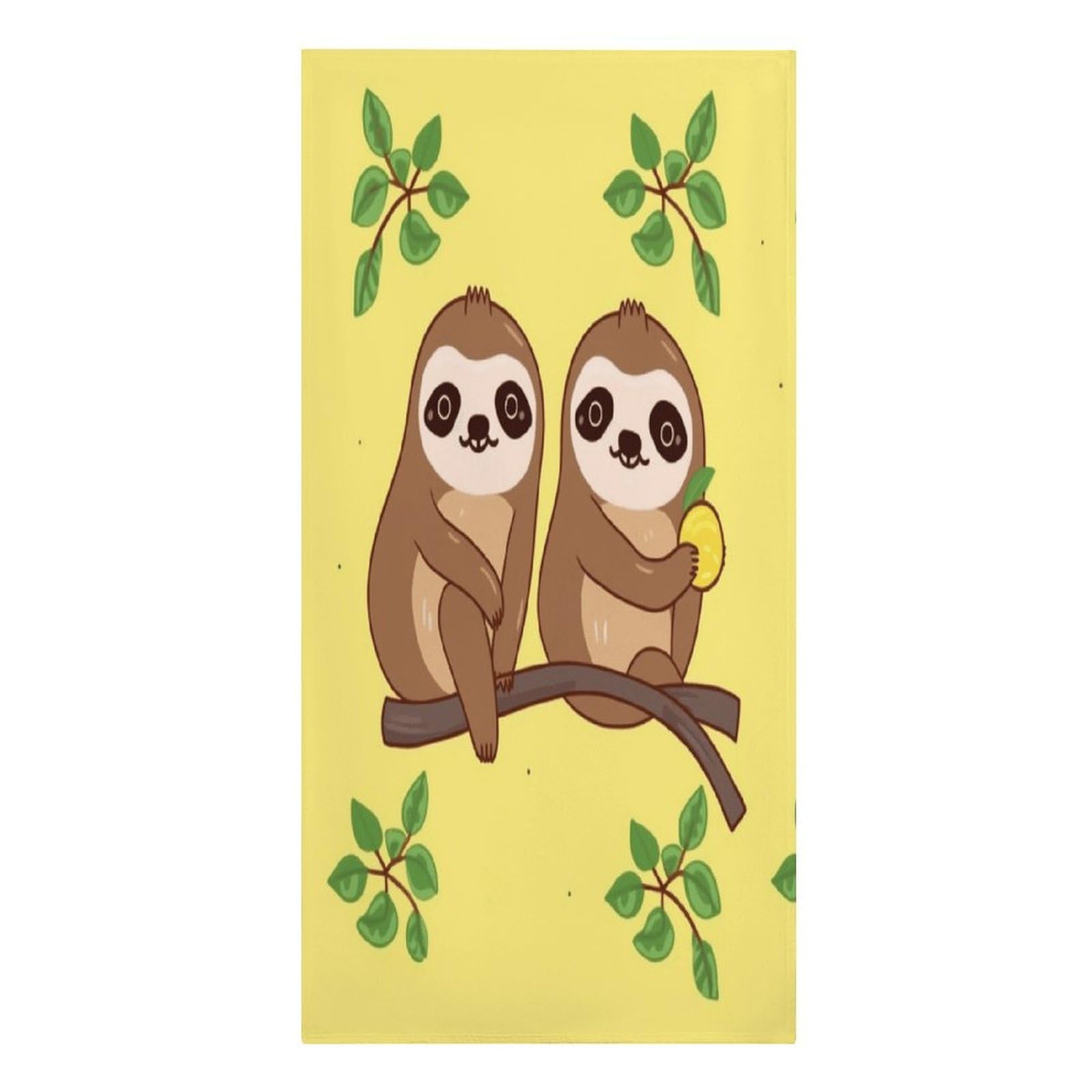 VstaDank Cute Sloths on Yellow Lemons Beach Towel Vacation Essentials Sand Free Soft Quick Dry Swim Towels 61"x30" Modern Extra Large Towels Lightweight Microfiber Beach Towel for Swimming Pool