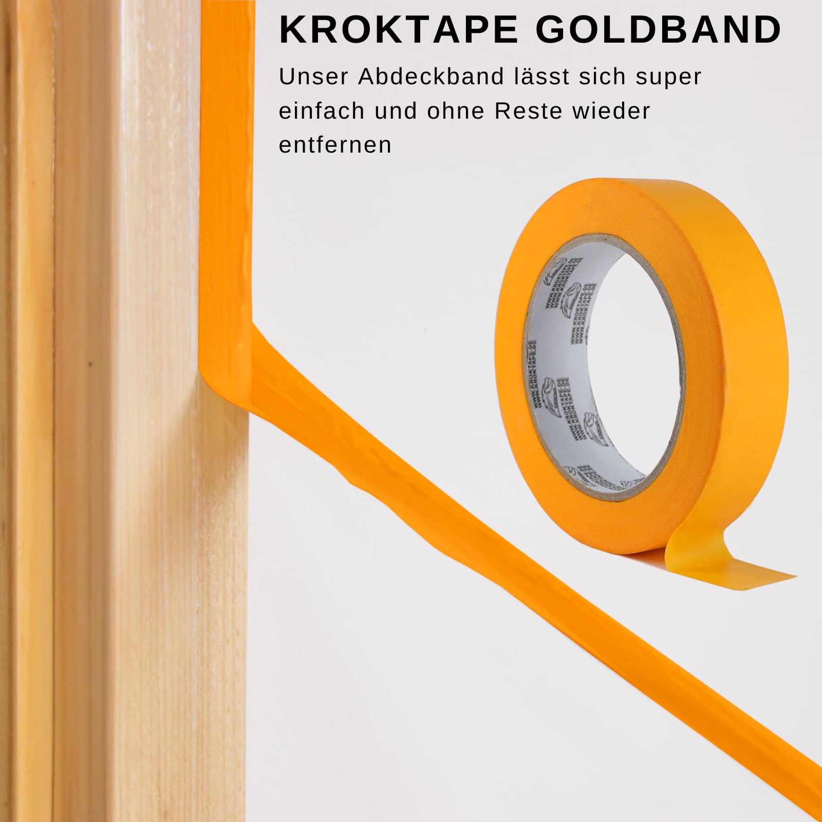 Magnet-Kauf [20 Rollen] KrokTape Malerkrepp 38mm x 50m Malerband Gold Kreppband - Goldband Maler Klebeband Für Scharfe Kanten - Abdeckband für Malerarbeiten und Auto Lackierung
