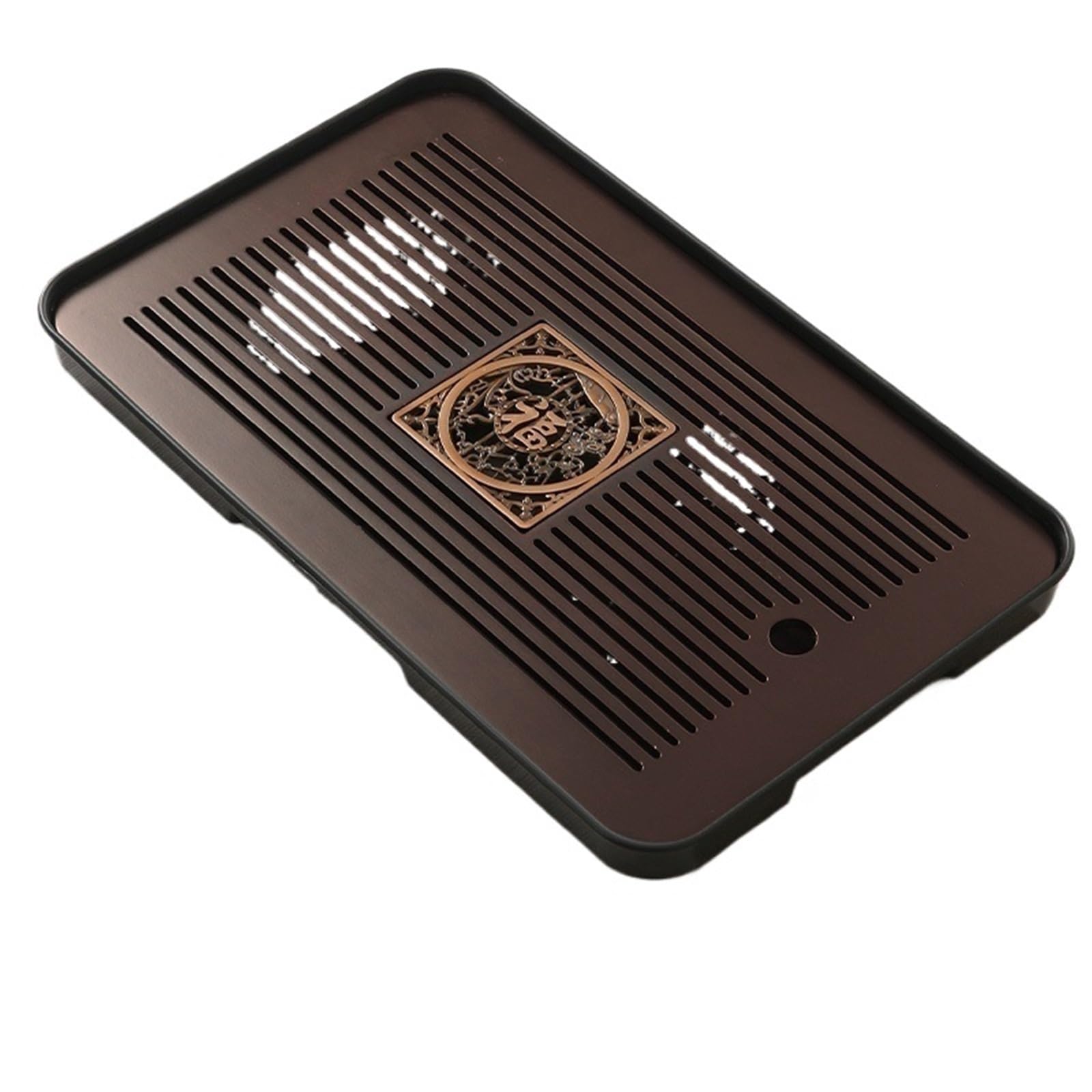 Bandeja de té portátil de bambú rectangular de 43 cm para ceremonia de té, doble propósito con drenaje y almacenamiento de agua, diseño de bendición perfecta para el hogar y regalo.