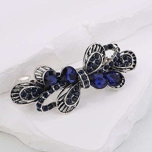 Kercisbeauty Bonito cierre de mariposa para el cabello para mujeres y niñas, cuentas de diamantes de imitación azules, joyería de plata (mariposa)