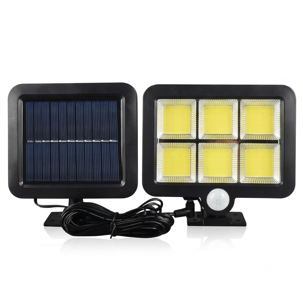 120 Bright COB LED Solar Light with Motion Sensor & 3 Lighting Modes | Waterproof Solar Light + Adjustable Solar Panel Separate Design with 4m Cable for Outdoor, Garden, Balcony-image-1