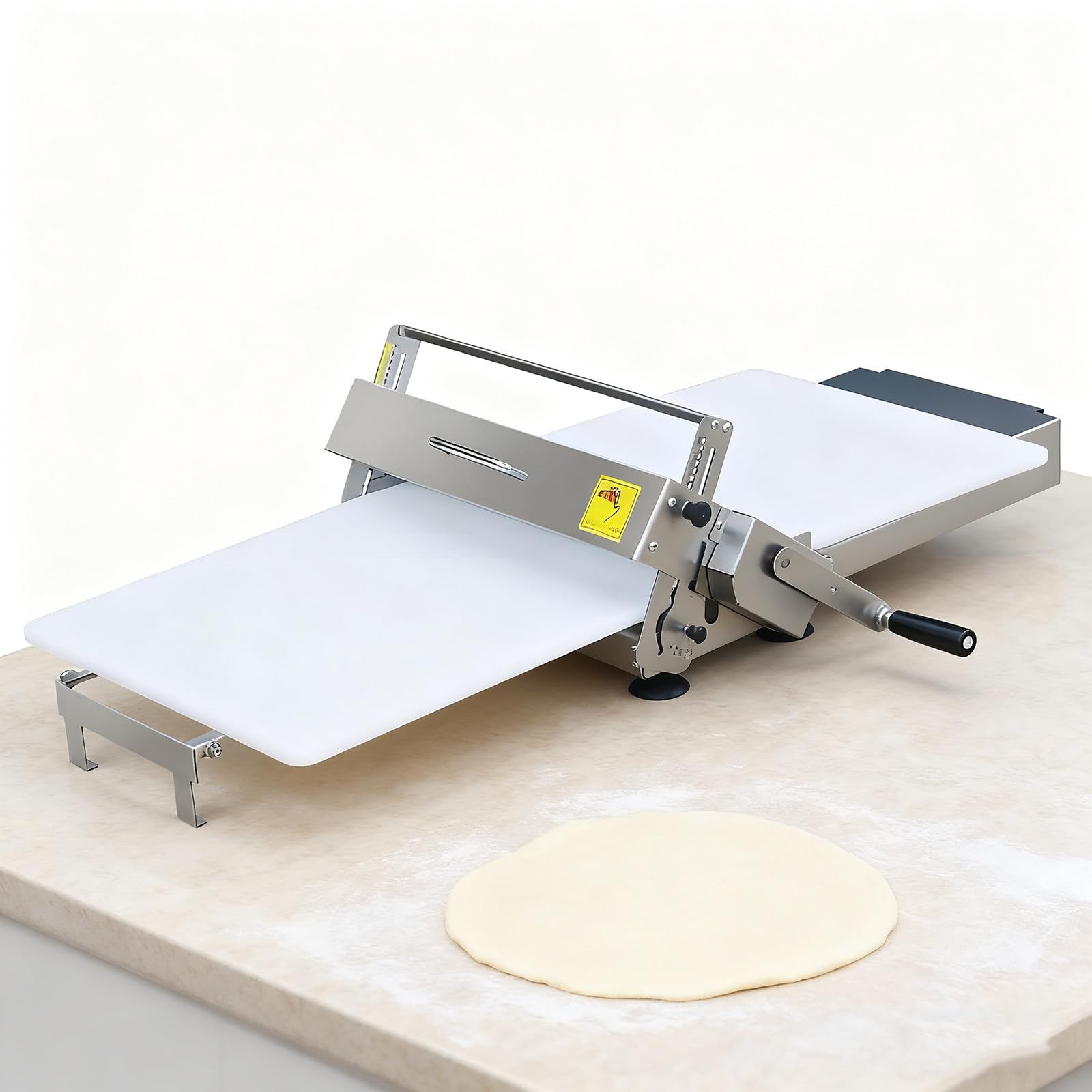 Rouleau à pâte Manuel en Acier Inoxydable, épaisseur réglable 0-17,5 mm/0-27 mm, pour Pizzas, Croissants, pâtisseries et fondants, Design de Table B