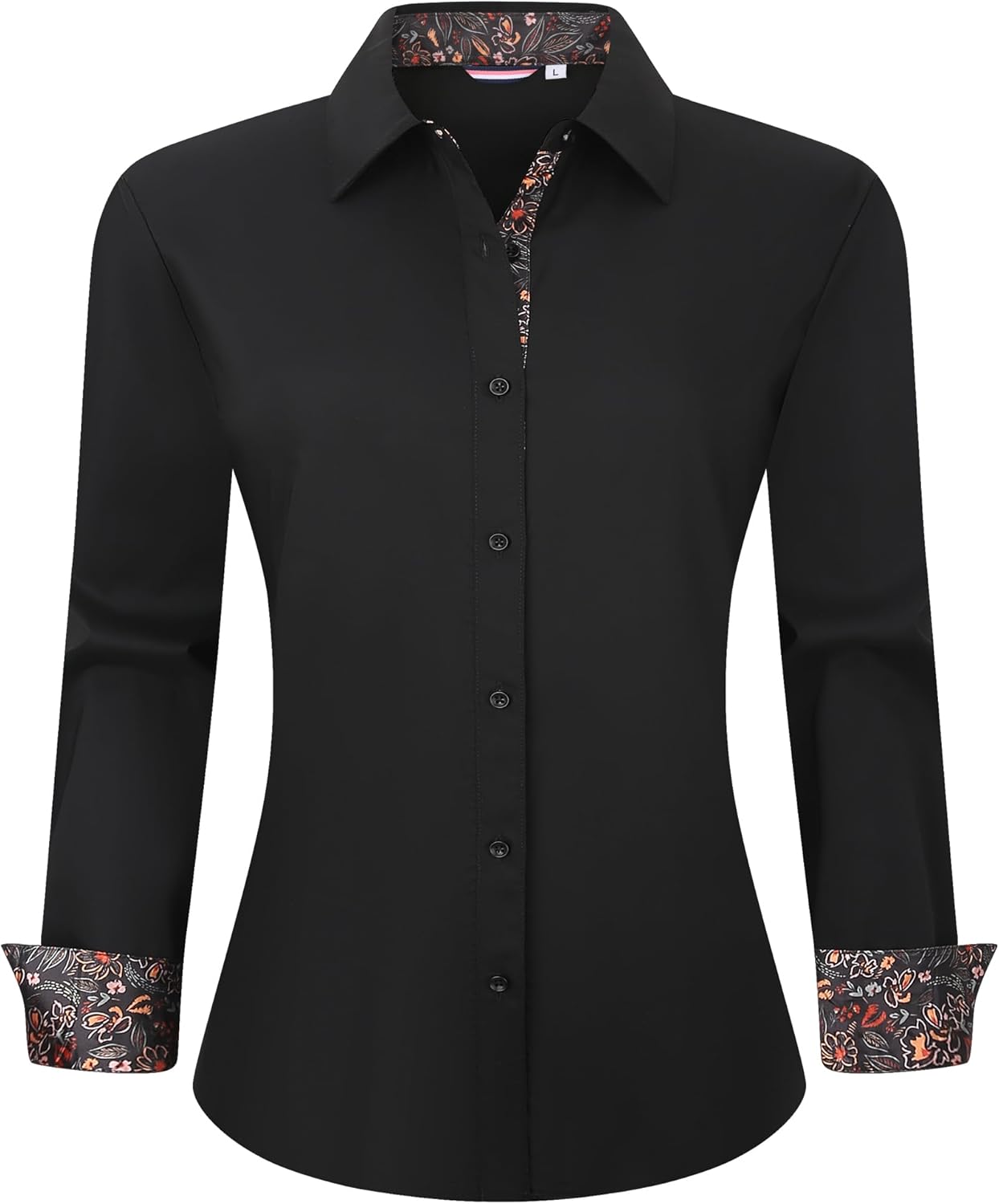 Esabel.C Womens Dress Shirts Cotton Long Sleeve Regular Fit Stretch Button Down Blouse