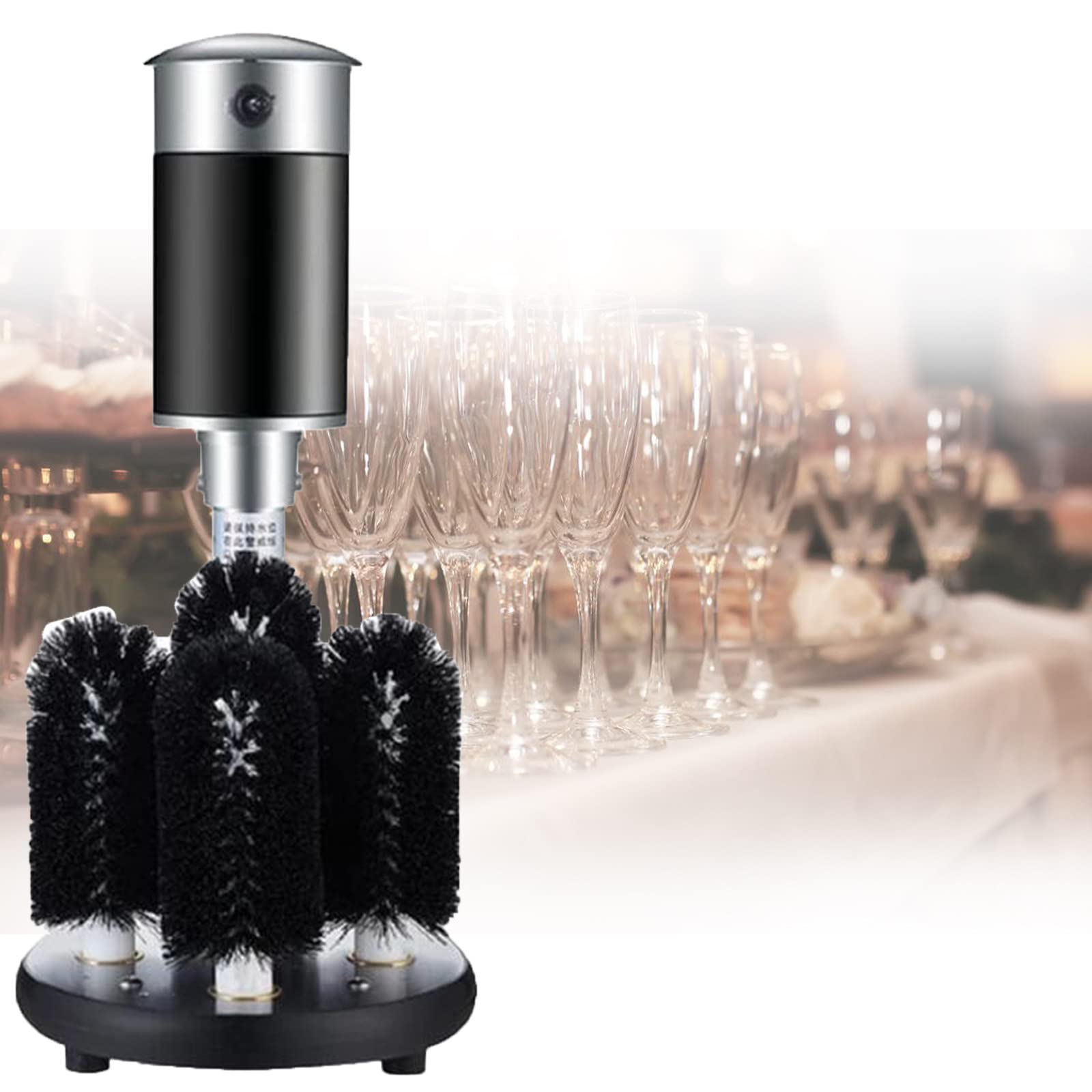 Lavabicchieri elettrica Commerciale, lavabicchieri Automatica, lucidatrice per Bicchieri da Vino elettrica Commerciale Verticale a 5 spazzole per Hotel, Catering, Bar, caffetterie,