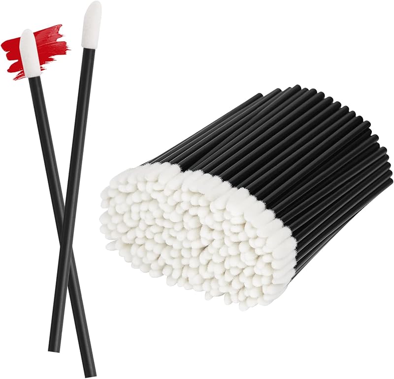 200 aplicadores de brillo de labios desechables negros | Varitas sin pelusa para una aplicación suave de brillo labial y lápiz labial, herramientas de maquillaje de belleza portátiles e higiénicas