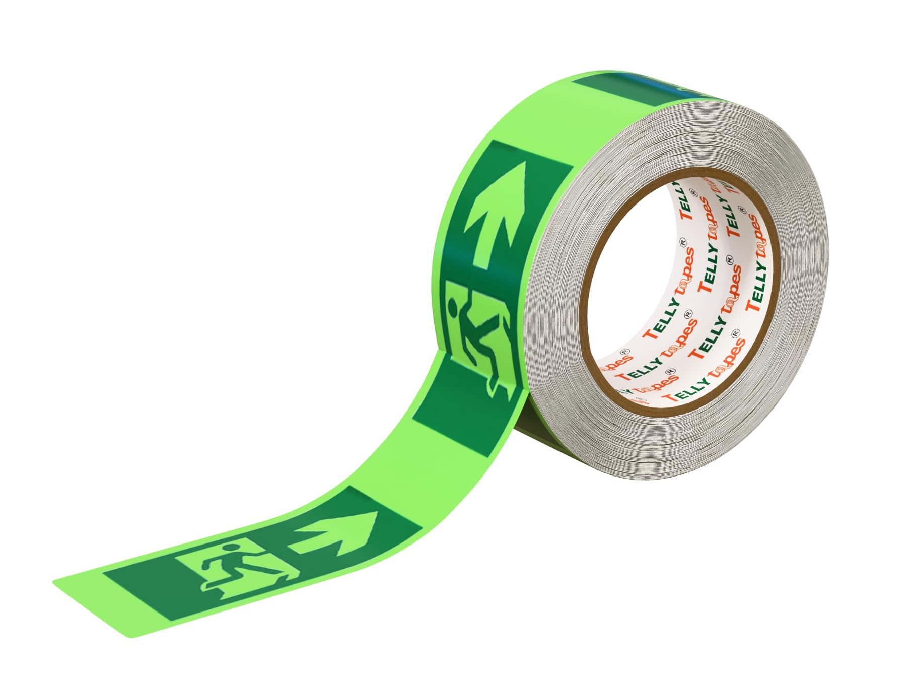 Telly Tapes Glow-in-the-Dark Right Arrow Running Man Tape – Emergency Exit Direction Safety Tape - Self-Adhesive Photoluminescent Floor Marking (50mm x 5mtr)-image-23